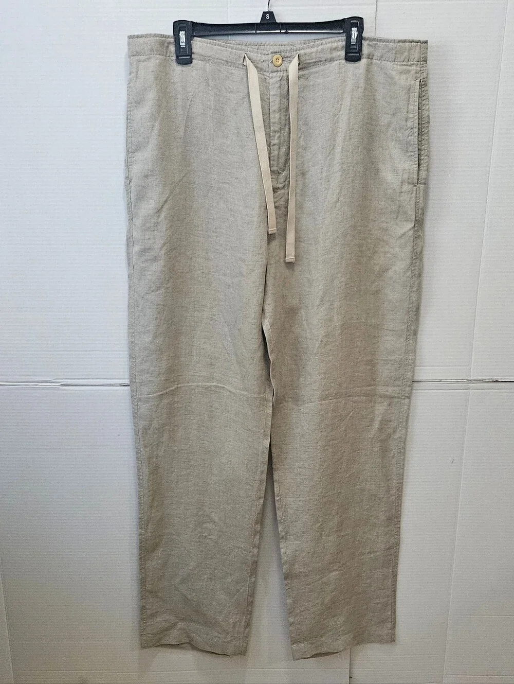 Men's Nautica Explorer 100% LINEN Loose Fit Pants - Sand - Large - LIKE NEW